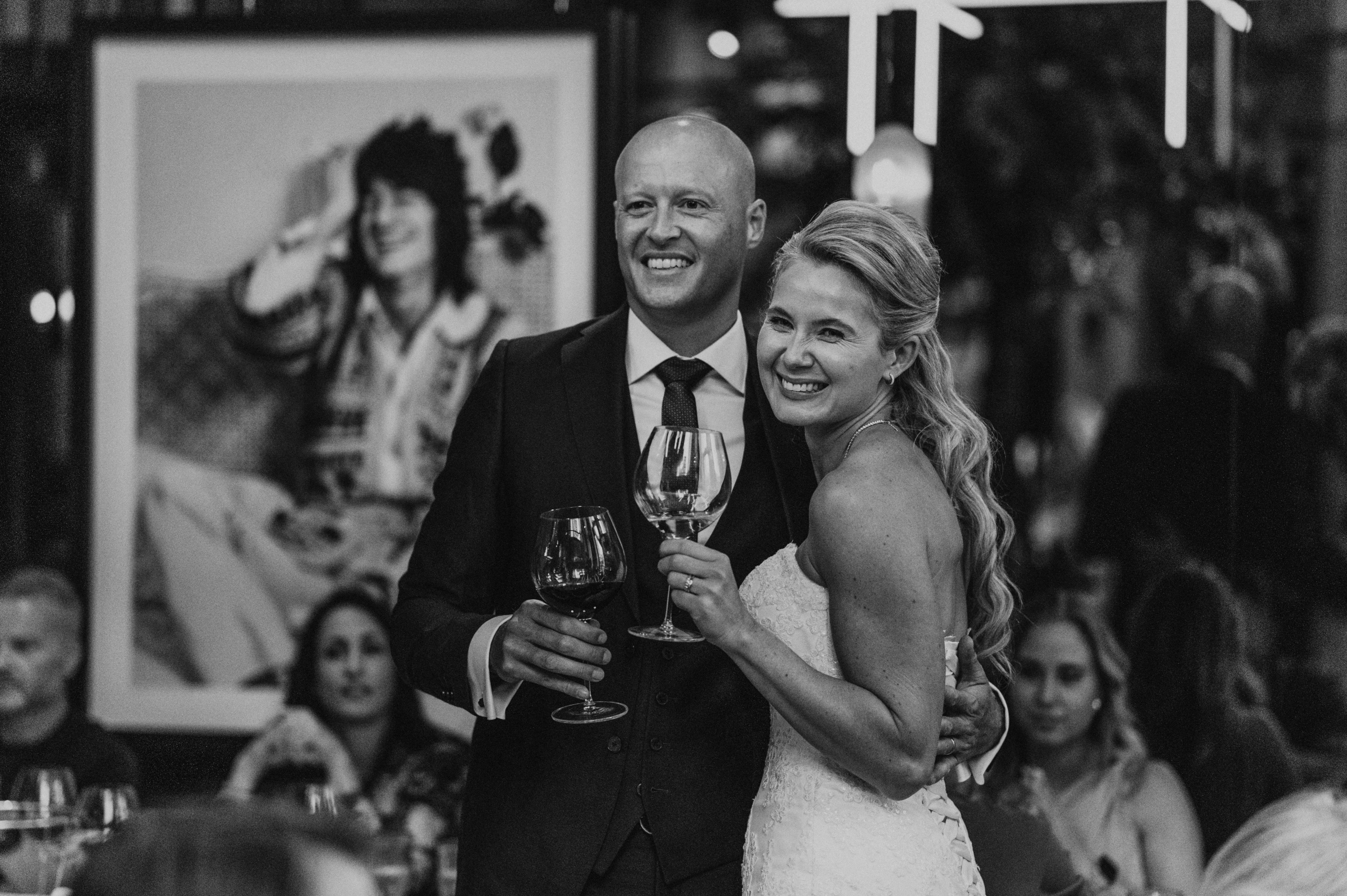 Candid moment between bride and groom